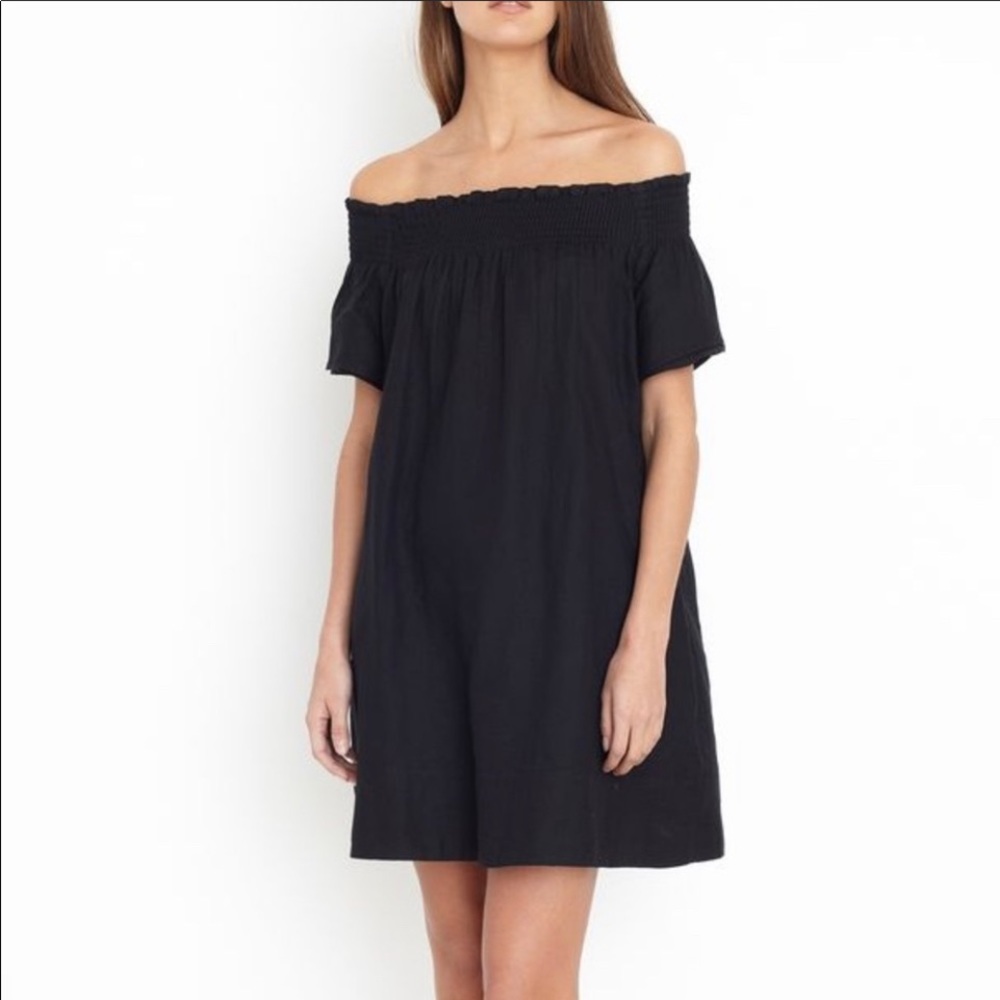 Apiece Apart | Off Shoulder Black Crete Dress Sz 6